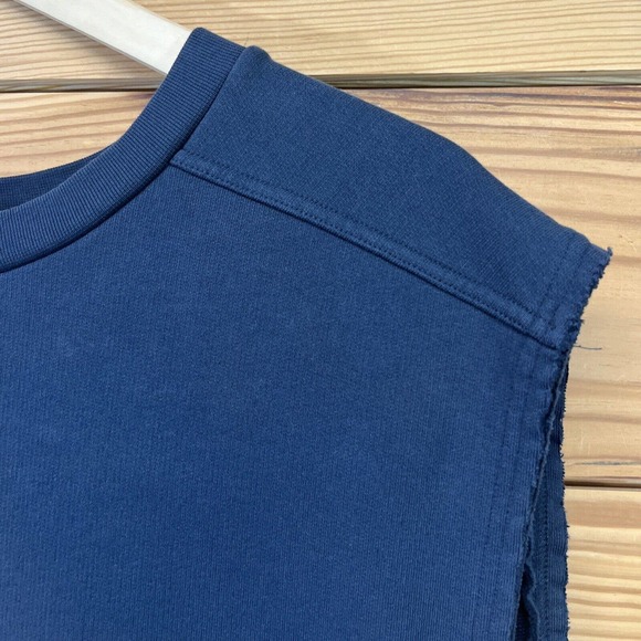 Public School NYC Dress Large Blue Sleeveless Sweatshirt Dress Lace Trim B86 - Picture 3 of 16